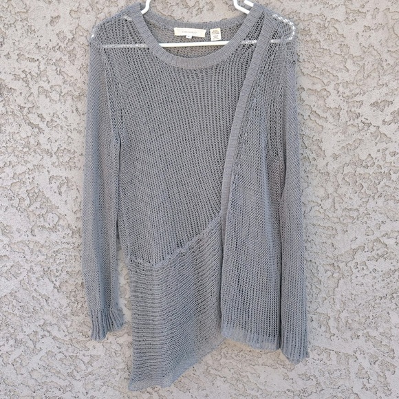 Inhabit Sweaters - INHABIT Gauzey Grey Silk Long Sleeved Asymmetrical Sweater